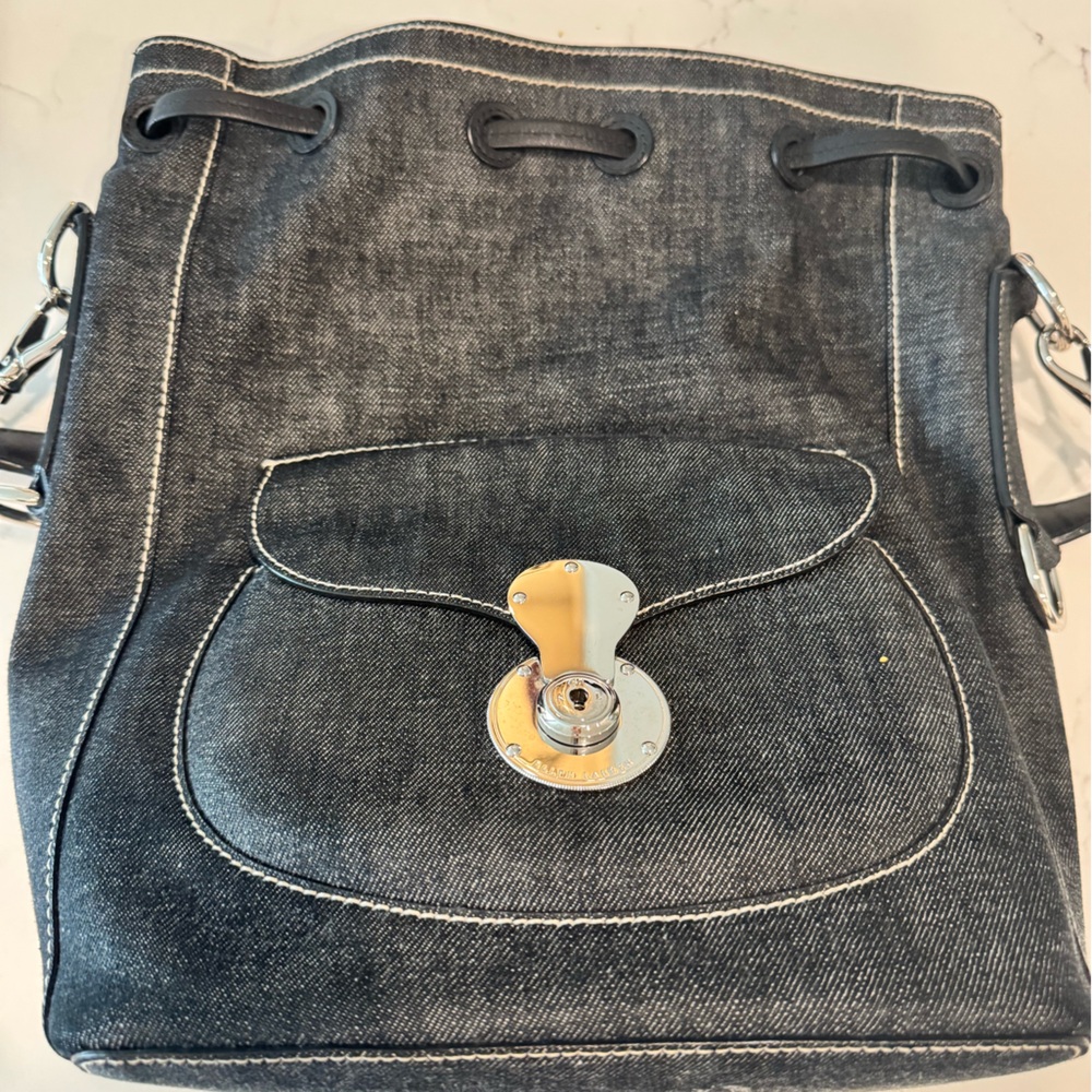 Ralph Lauren Black Label Denim Bag with Silver Accents Pristine